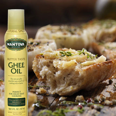 Mantova Ghee Oil, 100% Pure Cooking Oil Spray, Omega-3, perfect for healthy Keto snacks, baking, grilling, or cooking, our oil dispenser bottle lets you spray, drip, or stream with no waste, 5 oz
